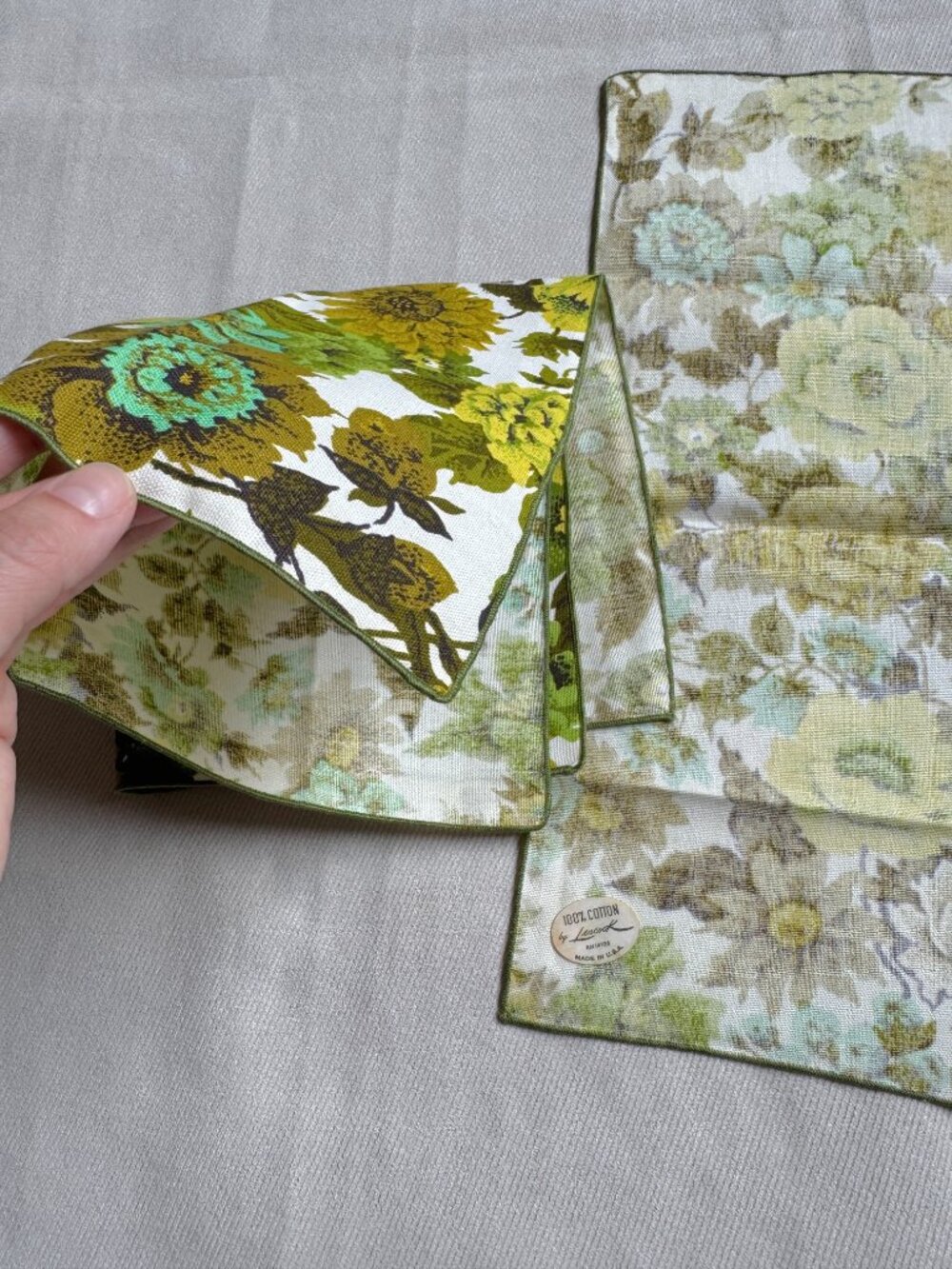Floral Vintage Napkins Set MCM Leacock Cotton 4 pc - Picture 8 of 14